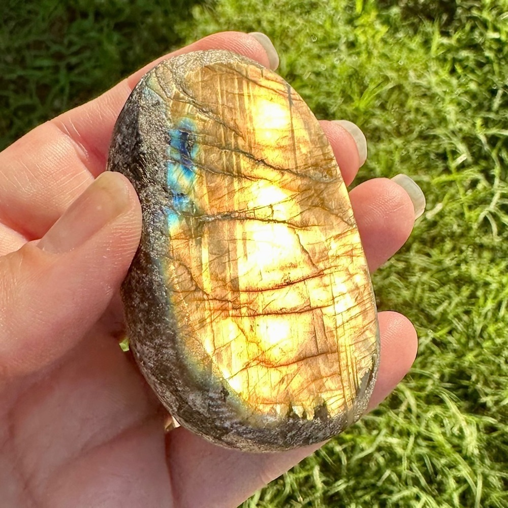 Large Natural Golden and Pink and Blue Labradorite Specimen - Picture 2 of 13